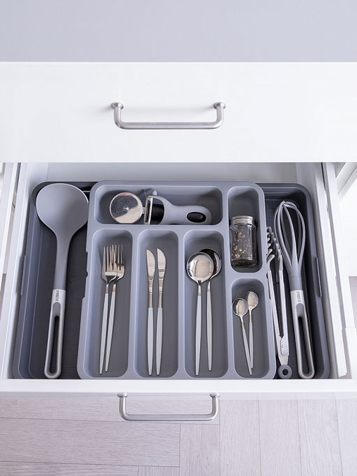 Органайзер для столовых приборов 31x35,5x5,5 серый полипропилен - Denastia фото 8