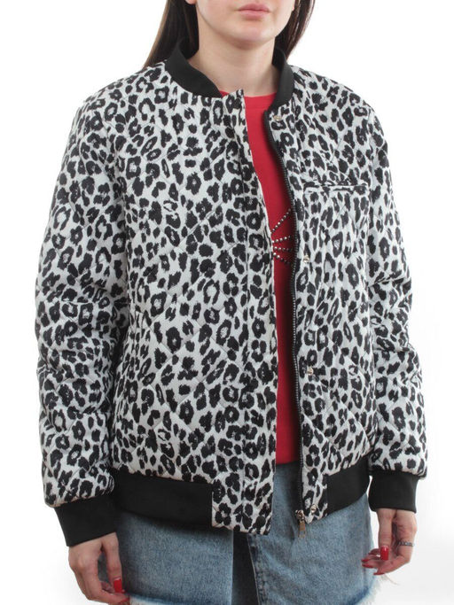 S24-139 WHITE/BLACK Куртка бомбер демисезонная женская (100 гр. синтепон) - Fashion фото 6