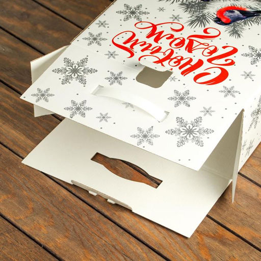 Подарочная коробка "Серебро" 28 х 14 х 33 см. Новый год