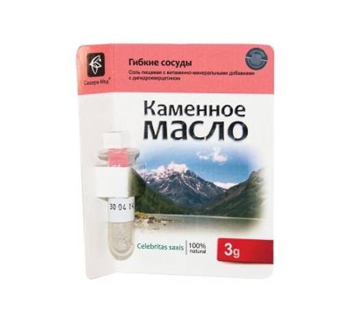 Каменное масло 3 г, леккер 100% с дигидрокверцетином (изменение в сердечно-сосудистой системе, нормализация давления);