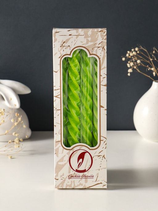 Набор свечей витых, 2.3×24.5 см, 5 ч, 50 г, 4 шт., зелёный