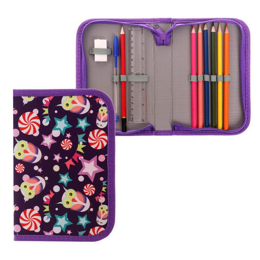 Пенал школьный «Совы», 13×19.5 см, на молнии, 1 секция, с наполнением, ткань