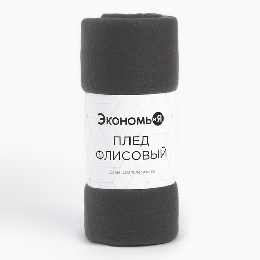 Плед флисовый «Экономь и Я», 150×180 см, 160 г/м², графитовый
