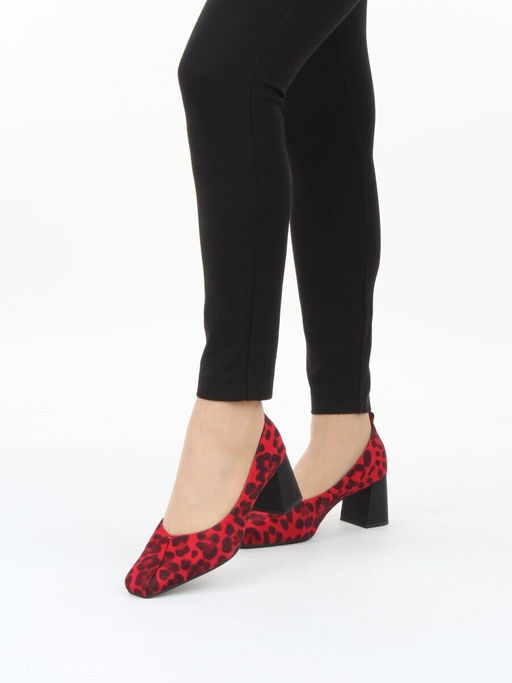 06-A129A-753PN RED/LEOPARD Туфли женские (натуральная замша)