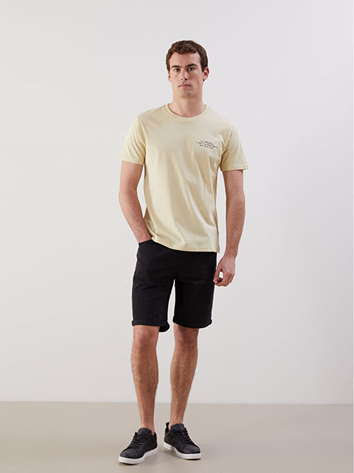 Bisiklet Yaka K?sa Kollu Bask?l? Penye Erkek Ti??rt