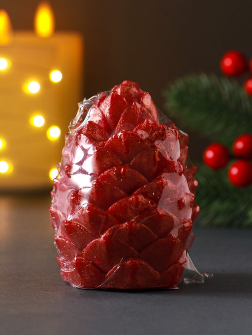 Цена за 2 шт. Свеча "Шишка 70*75 мм декор