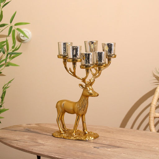 Подсвечник на 6 свечей «Олень», 23×28×41 см, алюминий