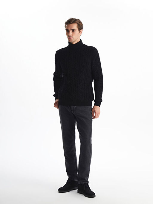 Bal?k?? Yaka Uzun Kollu Erkek Triko Kazak