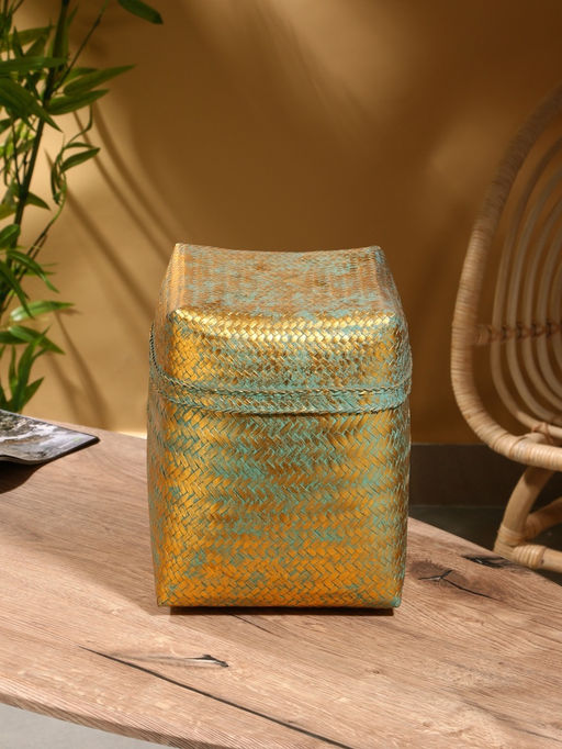 Корзинка плетёная «Голден», 25×25×30 см, голубая