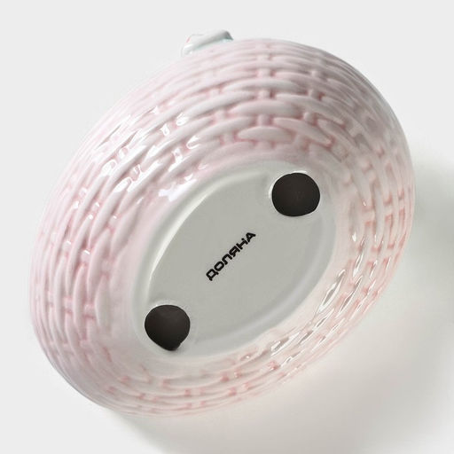 Миска Доляна «Зайка», 350 мл, 18×14×11 см, доломит, розовая