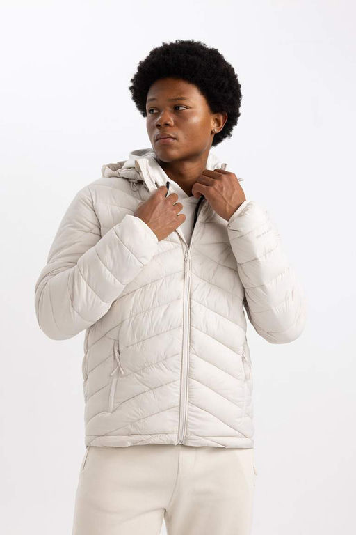 Водоотталкивающая приталенная куртка-пуховик DeFactoFit с капюшоном  фото 4