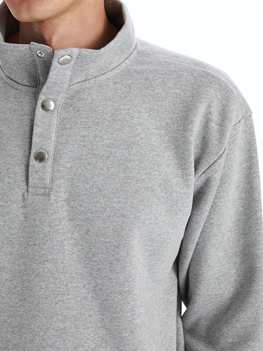 Dik Yaka Uzun Kollu Erkek Kal?n Sweatshirt