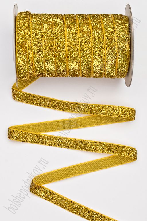 Лента с люрексом 1 см*20 ярд (SF-202) золото №02