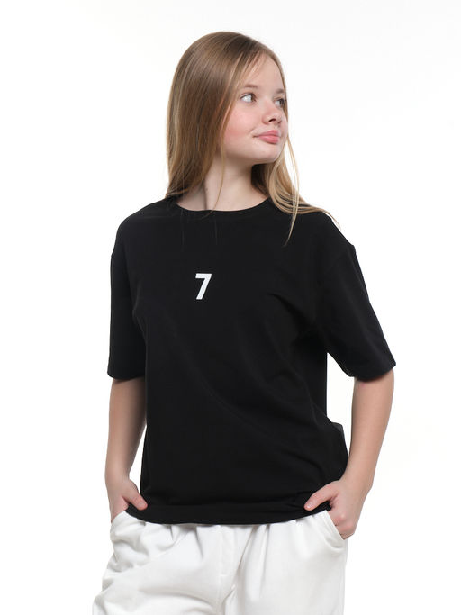 Футболка с принтом 7 22-9023 черный