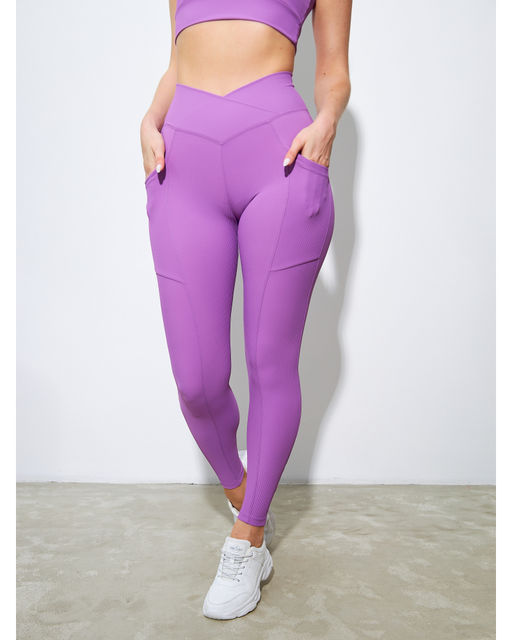 Леггинсы в рубчик PREMIUM сирень