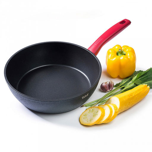 Сковорода с антипригарным покрытием д28см Грейси, h7,5см, s2,8мм, дно д18,8см, s4,9мм, глубокая, кованный алюминий, бакелитовая ручка c покрытием soft touch, TalleR (Китай) Подходит для всех видов плит, включая индукционную. - Домашняя мода фото 9