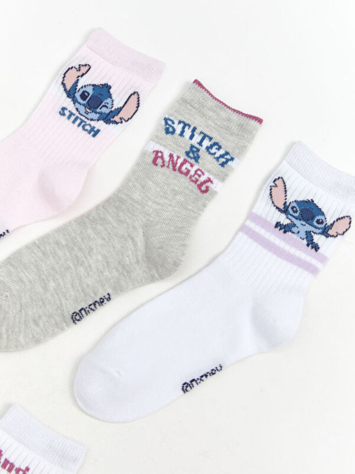 Stitch Desenli K?z ?ocuk Soket ?orap 5li