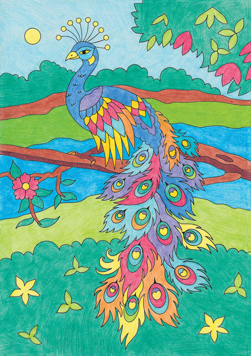 ФРЕЯ PNBK-003 Яркая птица Набор для раскрашивания по номерам карандашами 29.5 х 20.5 см 1 л  фото 3