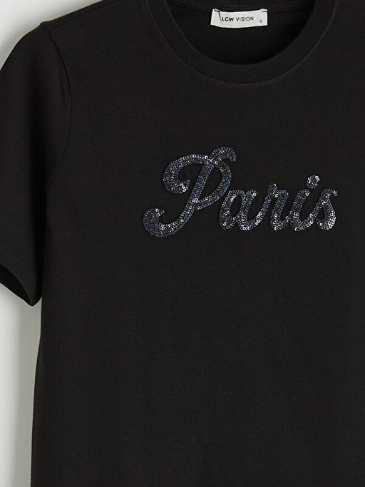 Paris ??lemeli Payetli Kad?n Ti??rt