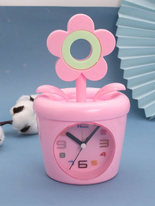 Часы-будильник - копилка Flower in a pot, pink (12х11,5 см)
