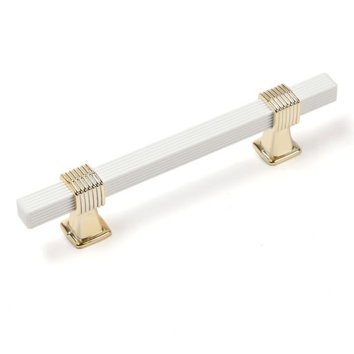 Цена за 2 шт. Ручка-скоба CAPPIO PK117, м/о 96 мм, цвет белый/золото