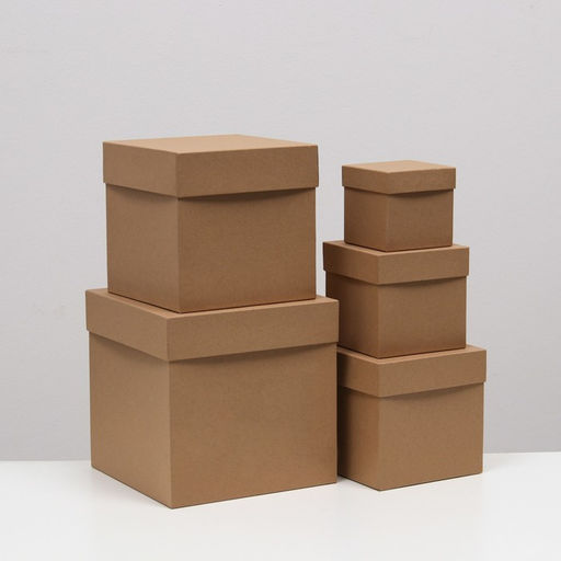 Набор коробок 5в1 Крафт однотонный, 22.5 х 22.5 х 22.5 - 9.5 х 9.5 х 9.5 см - Simaland фото 4