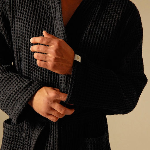 Халат вафельный мужской SL HOME: Boho «Дарк Маре», размер M, хлопок 100%, чёрный