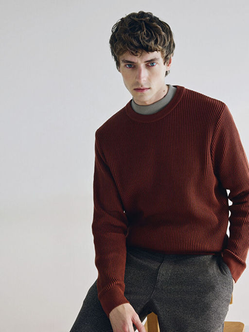 Bisiklet Yaka Erkek Triko Kazak