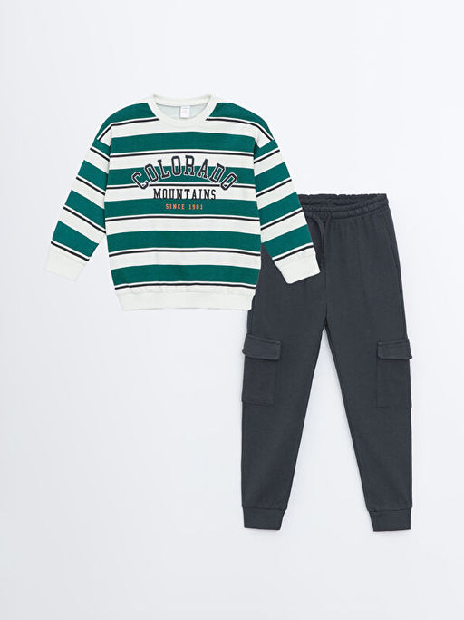 Bisiklet Yaka Erkek ?ocuk Sweatshirt ve E?ofman Alt 2li