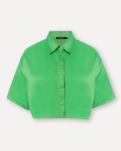 Укороченная кроп-рубашка - Incity фото 6