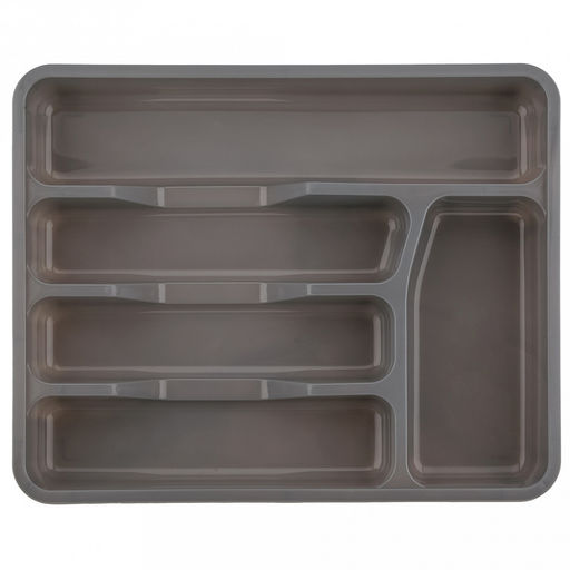 Лоток для столовых приборов пластмассовый 34х27х5см, темно-серый (Россия)