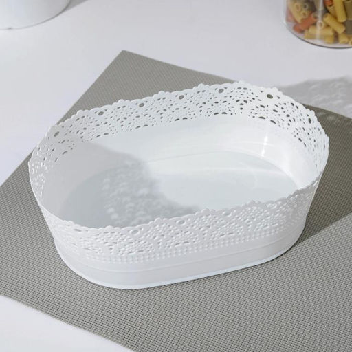 Корзинка для хлеба и фруктов IDEA «Ажур», пластик, 14×22×8 см, белая