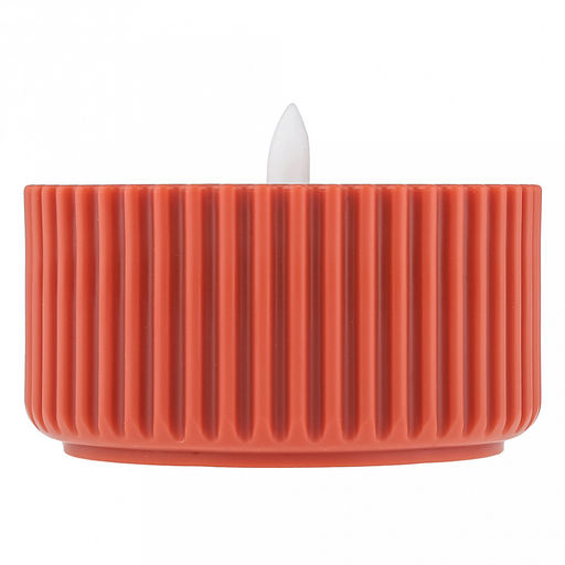 Свеча интерьерная, светодиодная на батарейках д9,7см h5(7)см, свет теплый, с мерцанием, матовый пластик, цвет красный, питание от 2-х батареек АА (в комплект не входят) (Китай)