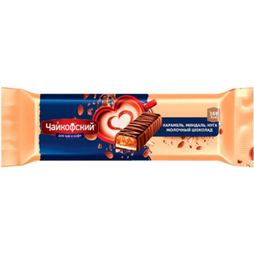 Цена за 2 шт Батончик Чайкофский шокол мяг нуга/мяг карам/минд 40г