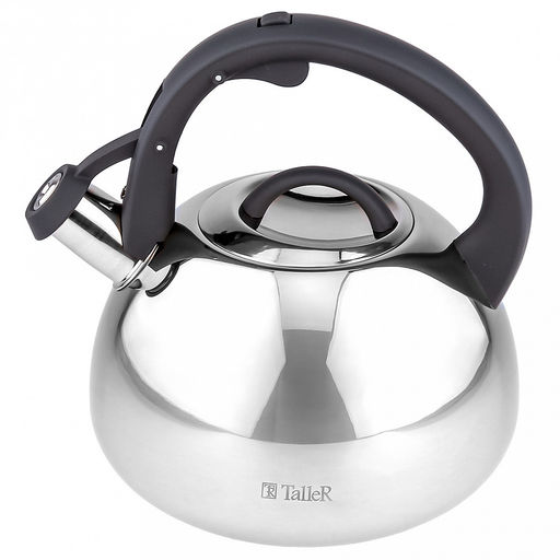 Чайник из нержавеющей стали 2,8л Brandon s0,6мм, дно д15см, s0,6мм, со свистком, зеркальная полировка снаружи, матовая внутри, пластмассовая ручка с покрытием soft-touch, TalleR (Китай) - Домашняя мода фото 2