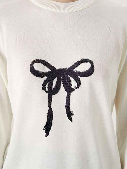 Bisiklet Yaka Pul ??lemeli Kad?n Triko Kazak