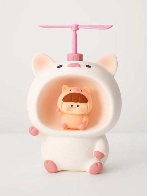 Kопилка - ночник Baby pig fan, white (13,5 см), пластик