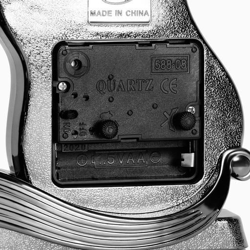 Будильник «Гитара», дискретный ход, с карандашницей, 15.5×22×5.5 см, от батарейки АА, серебро