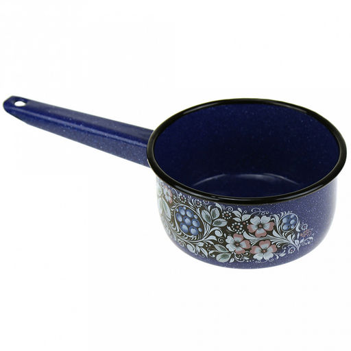 "Голубика" Ковш эмалированный 1л, д16см, h7см, синий рябчик (Россия)