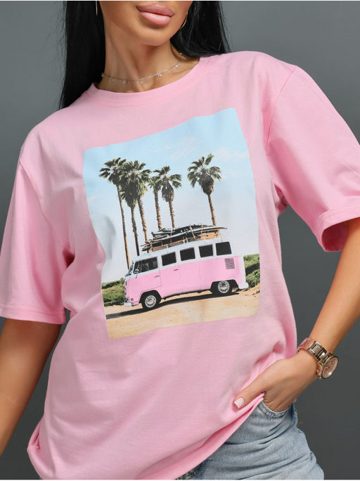 Футболка Пальма розовый женская - София фото 14