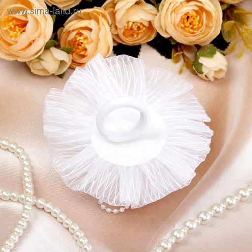 Цена за 6 шт. Бант для волос на резинке «Школьница», полосатик, d=9 см, белый