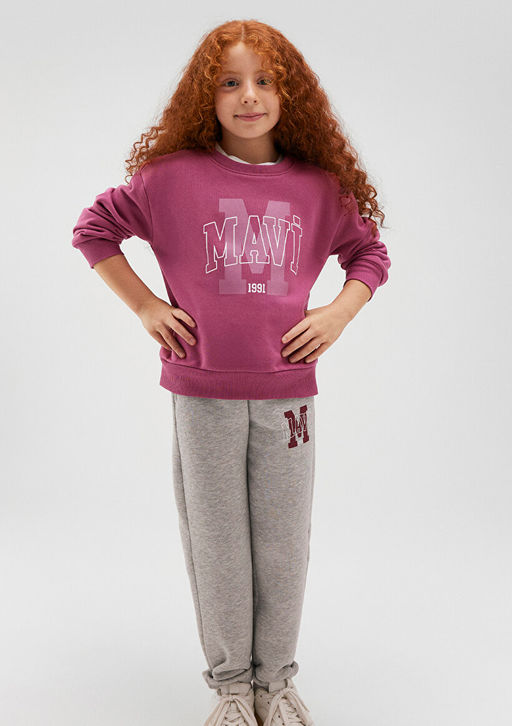 Mavi Logo Bask?l? Mor Sweatshirt