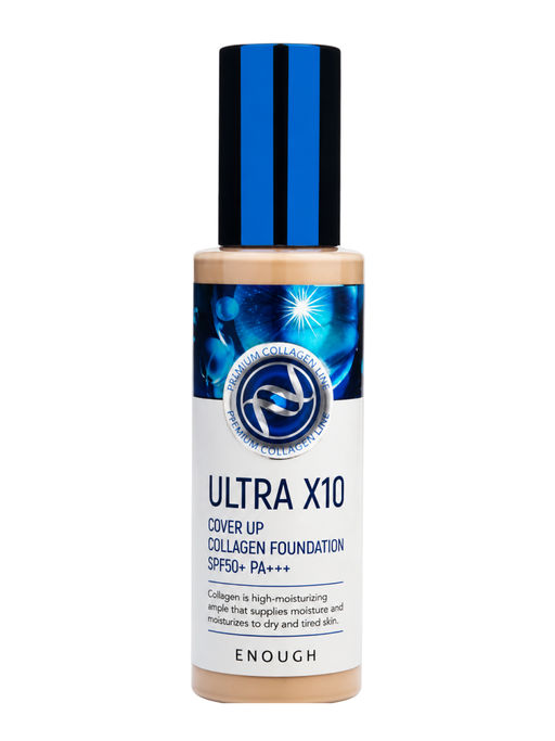 Enough Тональная основа для лица с коллагеном N23 / Ultra X10 Cover-Up Collagen Foundation SPF50+ PA+++, бежевый, 100 г