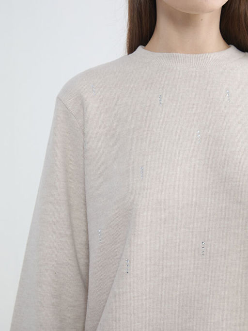 Bisiklet Yaka Ta?l? Kad?n Sweatshirt Tunik