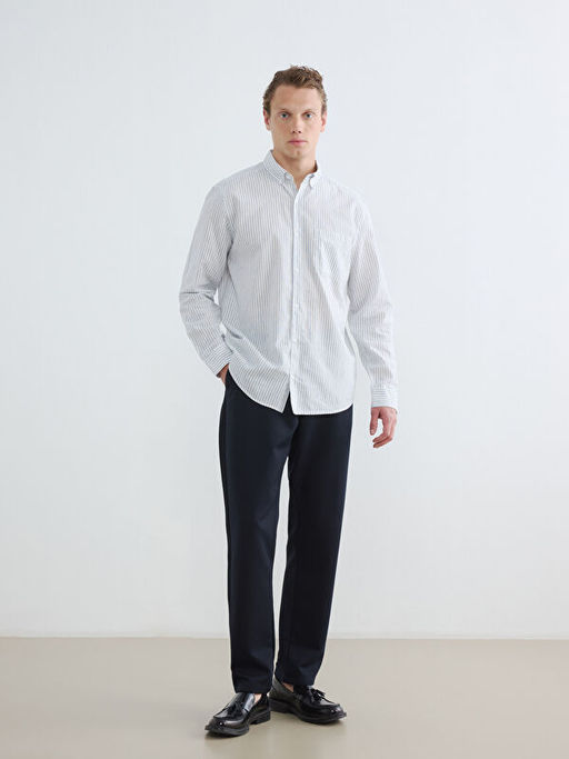 Рубашка мужская Regular Fit в полоску льняная