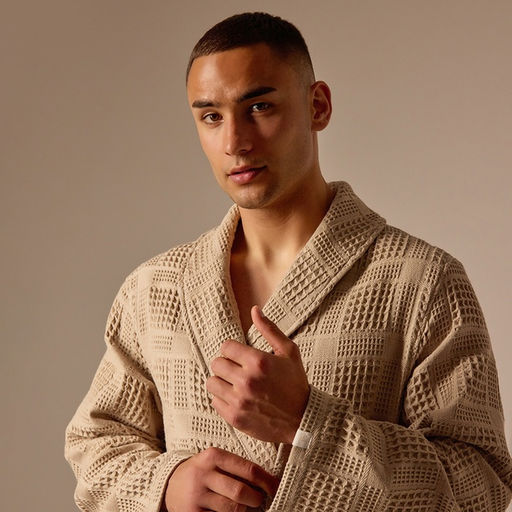 Халат вафельный мужской SL HOME: Chess «Саббиа», размер S, хлопок 100%, коричневый