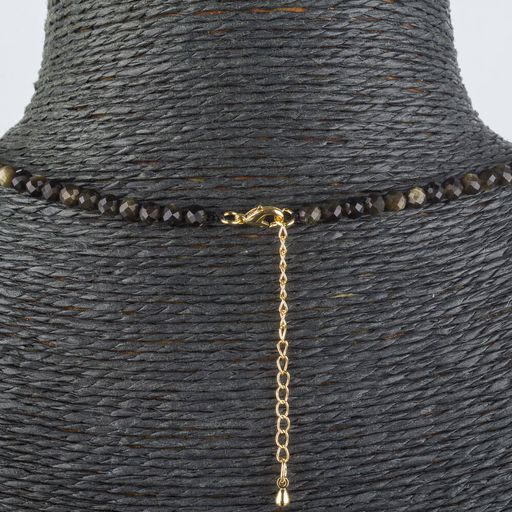 Бусы из Обсидиана золотистого и Пирита огранка - Радуга самоцветов фото 2