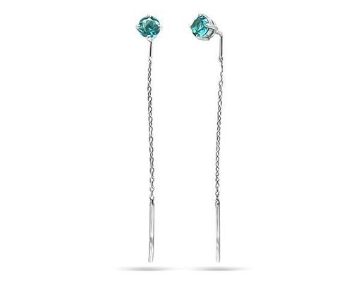 Серьги из серебра параиба кварц, Ю-28001р