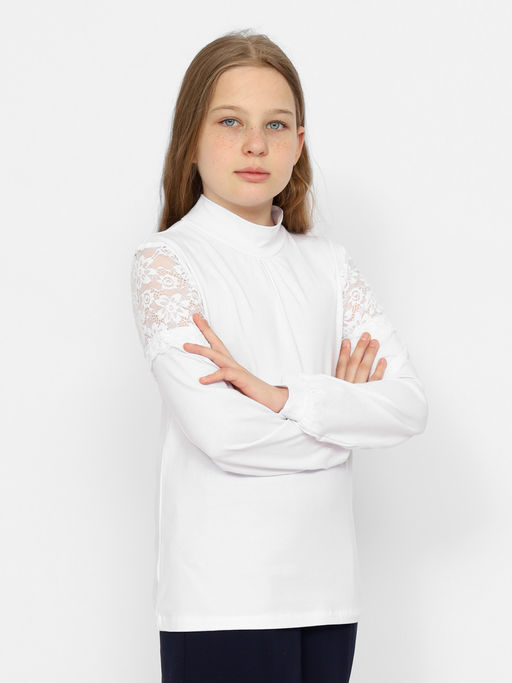 CRB wear/CWJG 63596-20 Водолазка для девочки,белый/Ex.Cherubino  фото 2