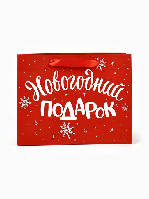 Цена за 2 шт. Пакет подарочный ламинированный «Новогодний подарок», MS 23×18×10 см